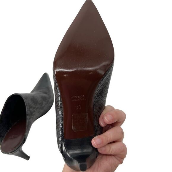 Revolve Hazy Albany Mule Ayers Degrade Gray Snakeskin Print Pointed Toe Heels 5 - Picture 2 of 7